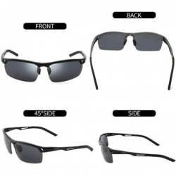 Round Driving Polarized Sunglasses for Men Classic Aviator Sports Sunglasses - Black Frame/Grey Lens(3009) - CT18IRGMROM $15.44