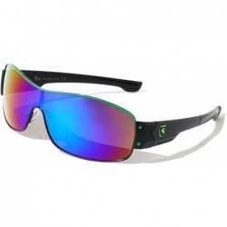 Shield Sports Color Mirror Wide One Piece Lens Shield Sunglasses - Green - CI199C4X67G $21.91