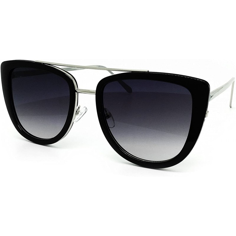 Oversized 7232-1 Premium Oversize Womens Mens Mirrored Fashion Sunglasses - Black - CJ18Q6K9UHK $12.73