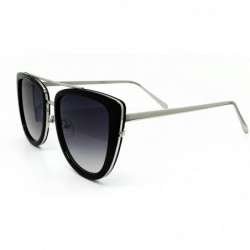 Oversized 7232-1 Premium Oversize Womens Mens Mirrored Fashion Sunglasses - Black - CJ18Q6K9UHK $12.73