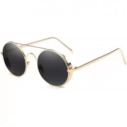 Goggle Steampunk Round Sunglasses Women Steam Punk Circle Men FeMetal Mirror Lenses Sun Glasses Retro De Sol - Jy8874 C6 - C0...
