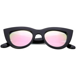 Cat Eye UV Protection Cat Eye Sunglasses-Mirrored Flat Lens Women Fashion Glasses - Black Frame @ Pink Lens - CU18L27U7KC $10.44