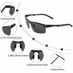 Round Driving Polarized Sunglasses for Men Classic Aviator Sports Sunglasses - Black Frame/Grey Lens(3009) - CT18IRGMROM $15.44