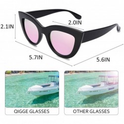 Cat Eye UV Protection Cat Eye Sunglasses-Mirrored Flat Lens Women Fashion Glasses - Black Frame @ Pink Lens - CU18L27U7KC $10.44