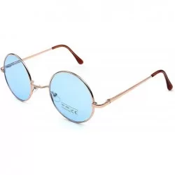Round Women's SJT-TZ Colored Tinted Lens Retro Metal Round Sunglasses - Blue - CI12D7YCEZV $18.54