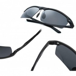 Round Driving Polarized Sunglasses for Men Classic Aviator Sports Sunglasses - Black Frame/Grey Lens(3009) - CT18IRGMROM $15.44