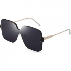 Rimless Oversized Rimless Sunglasses Women Square Transparent Candy Color Lens - Grey - CH18QTENZ7H $13.41