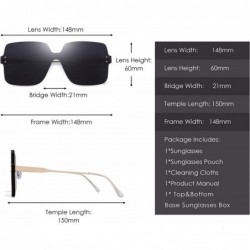 Rimless Oversized Rimless Sunglasses Women Square Transparent Candy Color Lens - Grey - CH18QTENZ7H $13.41