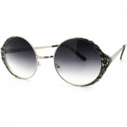 Round Lovely Vintage Fashion Round Circle Metal Frame Sunglasses - Silver Black - C711OCI2E4D $8.74