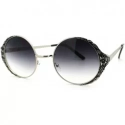 Round Lovely Vintage Fashion Round Circle Metal Frame Sunglasses - Silver Black - C711OCI2E4D $19.53