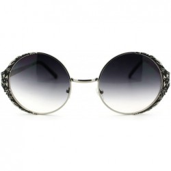 Round Lovely Vintage Fashion Round Circle Metal Frame Sunglasses - Silver Black - C711OCI2E4D $8.74