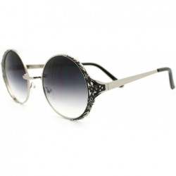 Round Lovely Vintage Fashion Round Circle Metal Frame Sunglasses - Silver Black - C711OCI2E4D $8.74