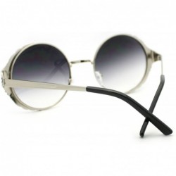 Round Lovely Vintage Fashion Round Circle Metal Frame Sunglasses - Silver Black - C711OCI2E4D $8.74