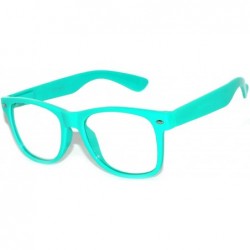 Square Classic Vintage 80's Style Sunglasses Colored plastic Frame for Mens or Womens - 1 Clear Lens Blue-green - CT11Q03T563...