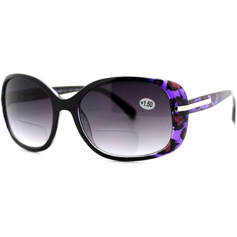 Rectangular Womens Fashion Bifocal Lens Sunglasses Oval Rectangular Frame UV 400 - Black Purple - CR12EZJO8F1 $11.69