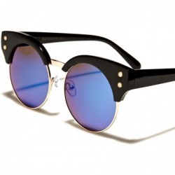 Round Designer Fashion Rhinestone Womens Round Cat Eye Sunglasses - Black / Pink - CL18ECEL9GY $15.22
