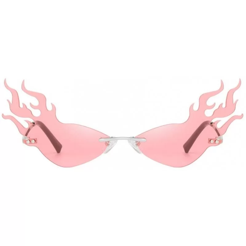 Cat Eye Fashion Irregular Design Sunglasses Vintage - Pink - CM196IENQ29 $9.71