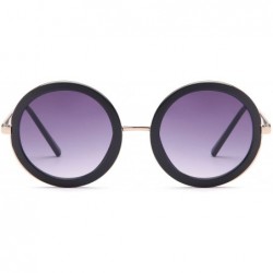 Square Womens UV400 Vintage Retro Sunglasses - Gradient Purple Lens on Gold & Black Frame - CP182GQIRA2 $8.67