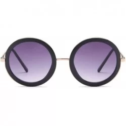 Square Womens UV400 Vintage Retro Sunglasses - Gradient Purple Lens on Gold & Black Frame - CP182GQIRA2 $17.57