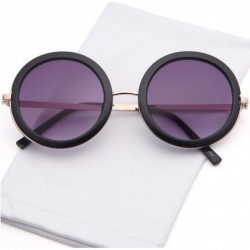 Square Womens UV400 Vintage Retro Sunglasses - Gradient Purple Lens on Gold & Black Frame - CP182GQIRA2 $8.67