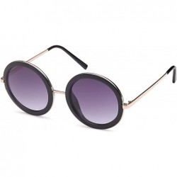 Square Womens UV400 Vintage Retro Sunglasses - Gradient Purple Lens on Gold & Black Frame - CP182GQIRA2 $8.67