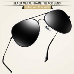 Aviator Aviator Sunglasses for Men Women - Metal Frame Military Style Sunglasses Polarized - 2 Pack (Black+black) - CC18X8RW4...