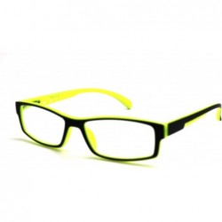 Rectangular Soft Matte Black w/ 2 Tone Reading Glasses Spring Hinge 0.74 Oz - Matte Black Yellow - C712C1Y0DAP $33.55