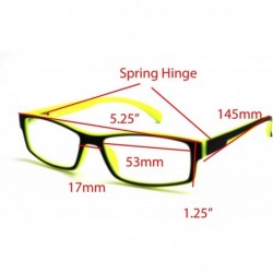 Rectangular Soft Matte Black w/ 2 Tone Reading Glasses Spring Hinge 0.74 Oz - Matte Black Yellow - C712C1Y0DAP $19.76