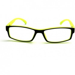 Rectangular Soft Matte Black w/ 2 Tone Reading Glasses Spring Hinge 0.74 Oz - Matte Black Yellow - C712C1Y0DAP $19.76