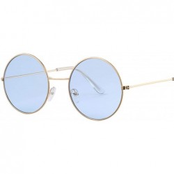 Round Vintage Round Sunglasses Women Ocean Color Lens Mirror Design Metal Frame Circle Glasses Oculos UV400 - CH197Y7XK9K $24.67