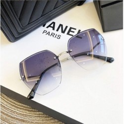 Semi-rimless Fashion RimlSunglasses Women Big Luxury UV400 Glasses Gradient Shades Women's Accessories - Purple Pink - CL197A...