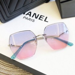 Semi-rimless Fashion RimlSunglasses Women Big Luxury UV400 Glasses Gradient Shades Women's Accessories - Purple Pink - CL197A...