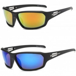 Wrap Men Sports Shield Mirrored Rectangular UV Protection Outdoor Driving Sunglasses - CQ18K34IDCR $22.88