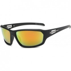 Wrap Men Sports Shield Mirrored Rectangular UV Protection Outdoor Driving Sunglasses - CQ18K34IDCR $14.42