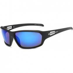 Wrap Men Sports Shield Mirrored Rectangular UV Protection Outdoor Driving Sunglasses - CQ18K34IDCR $14.42