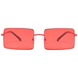 Square Rectangle Sunglasses Male Metal Frame Black Sun Glasses for Women 2018 UV400 - Red - CU18E5G79AT $10.65