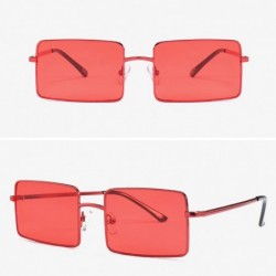 Square Rectangle Sunglasses Male Metal Frame Black Sun Glasses for Women 2018 UV400 - Red - CU18E5G79AT $10.65