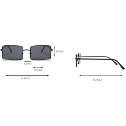 Square Rectangle Sunglasses Male Metal Frame Black Sun Glasses for Women 2018 UV400 - Red - CU18E5G79AT $10.65