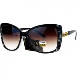 Butterfly VG Eyewear Diva Jewel Chain Hinge Arm Butterfly Sunglasses - Black Reptile - CN12D7IOS47 $12.18