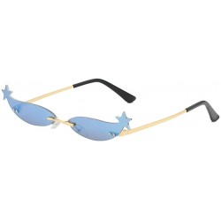 Square Women Novelty Sunglasses Mirrored Narrow Rimless Cateye Lens Retro Vintage Shades Eyeglasses - E - CP18U9AT773 $20.72