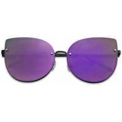 Rimless Women's Oversized Rimless Round High Pointed Gradient Mirrored Cat Eye Sunglasses - Black / Purple Lens - CY1834IIKT4...