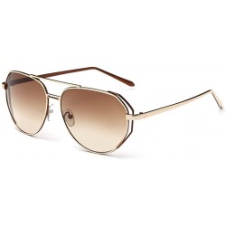 Oversized Women's Vintage Classic Full Mirrored Aviator Sunglasses UV400 59mm - Gold/Brown - CG12FPZNHQP $11.13