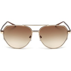 Oversized Women's Vintage Classic Full Mirrored Aviator Sunglasses UV400 59mm - Gold/Brown - CG12FPZNHQP $11.13