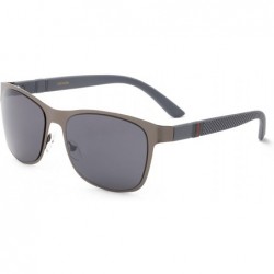 Square "Trooper" Modern Squared Metal Frame with Mirrored Lenses - Grey - CD12MF2XORX $11.31