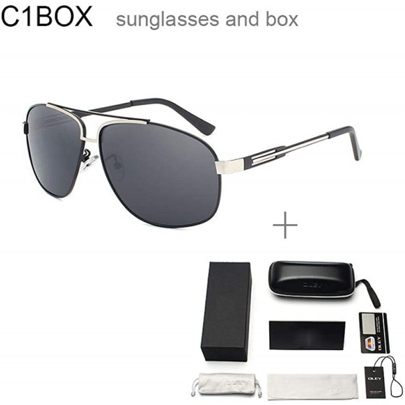 Aviator Polarized Sunglasses Man Cool Sun Glasses Men UV400 Y9754 C1BOX - Y9754 C1box - CD18XGECMDM $13.21