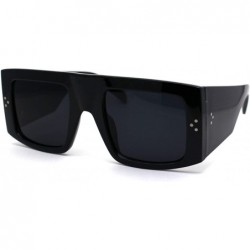 Square Thick Plastic Temple Flat Top Square Rectangular Mob Sunglasses - All Black - C319624C55X $23.19