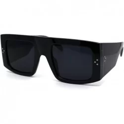 Square Thick Plastic Temple Flat Top Square Rectangular Mob Sunglasses - All Black - C319624C55X $24.12