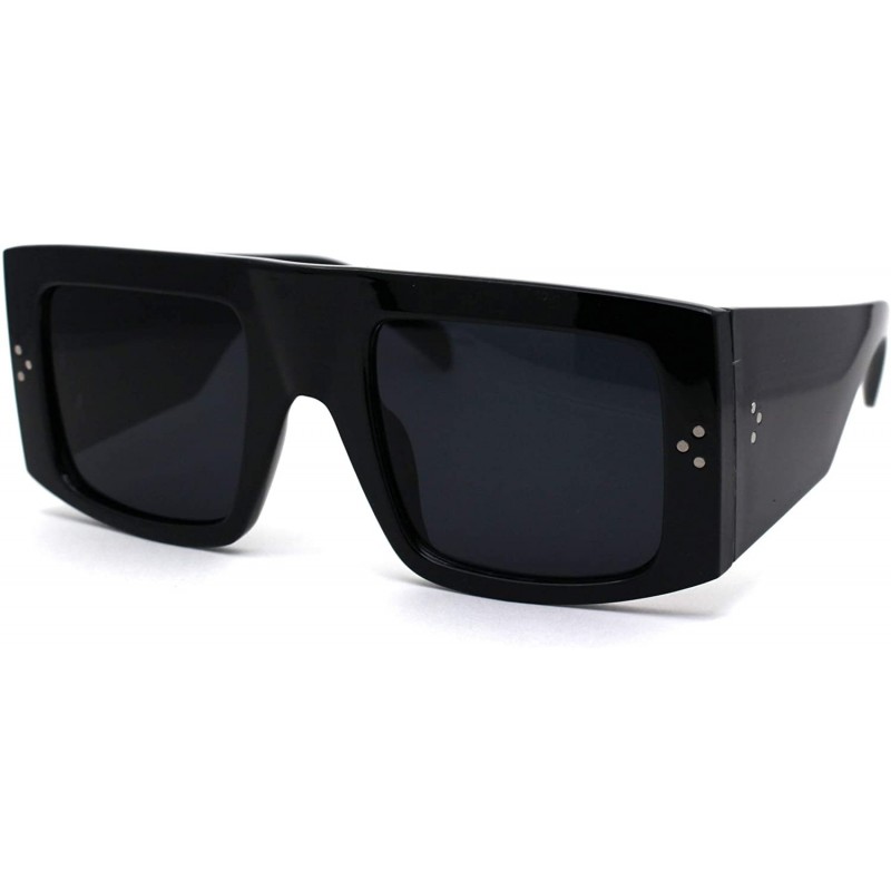 Square Thick Plastic Temple Flat Top Square Rectangular Mob Sunglasses - All Black - C319624C55X $12.06