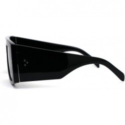 Square Thick Plastic Temple Flat Top Square Rectangular Mob Sunglasses - All Black - C319624C55X $24.43