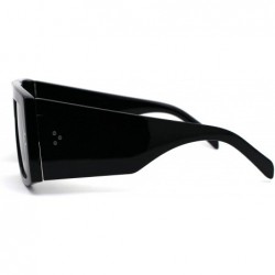 Square Thick Plastic Temple Flat Top Square Rectangular Mob Sunglasses - All Black - C319624C55X $12.06